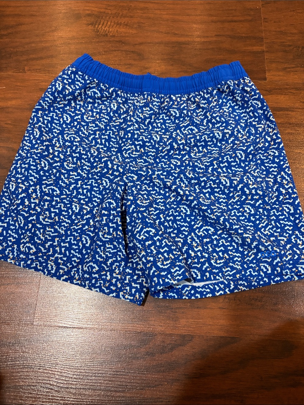 DSG Blue and White Patterned Kids Swim Trunks